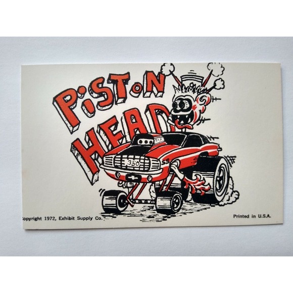Hot Rod Postcard 350 Piston Head Car Beatnik Monster Custom Racer Coin-Op Card - Picture 2 of 3